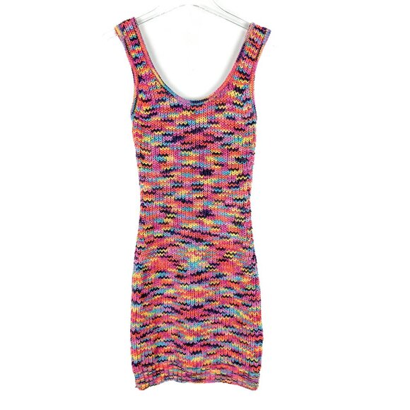 STAUD Gardenia Melange Mini Tank Dress in Pink Multi Sweater Size Medium M EUC - Picture 2 of 13